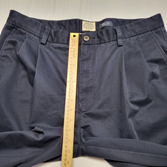 St Johns Bay Pants Worry Free 38 X 34 Classic Fit Chino Pleated Cotton Navy Blue - Picture 14 of 15